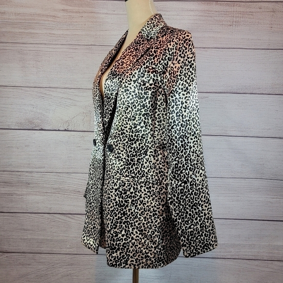 NINE West Leopard Print Blazer Tan & Black Size Small - Picture 8 of 12